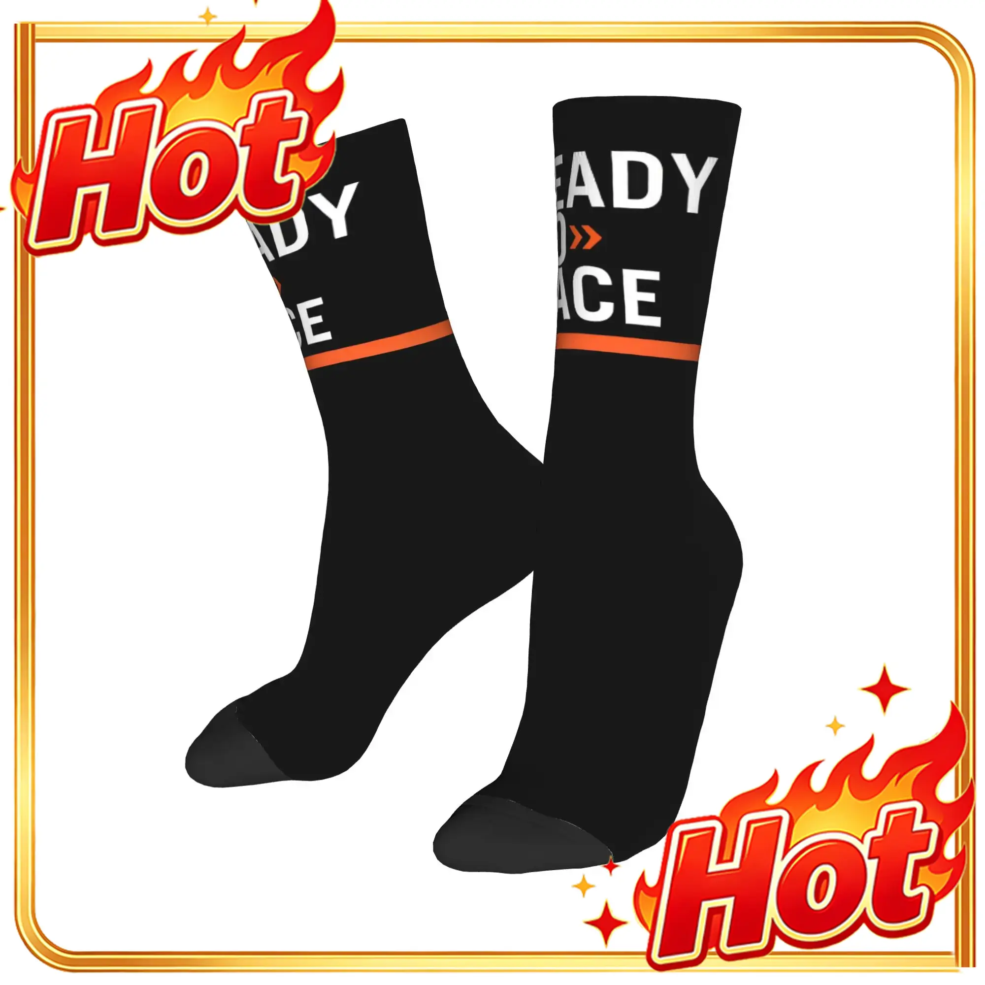 Sports Socks - ถุงเท้ากีฬาฟุตบอลพิมพ์ลาย 3 มิติ โลโก้คลาสสิก สไตล์ฮาราจูกุ สำหรับผู้หญิงและผู้ชาย